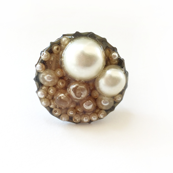| the pearl ring | - chic, γυαλί, γυναικεία, δαχτυλίδι, χάντρες, μπρούντζος, πέρλες - 2