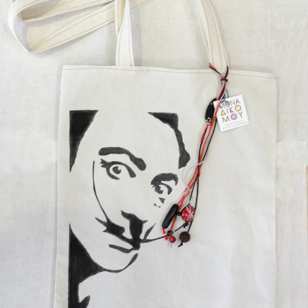 Τσάντα Νταλί - βαμβάκι, ζωγραφισμένα στο χέρι - 2