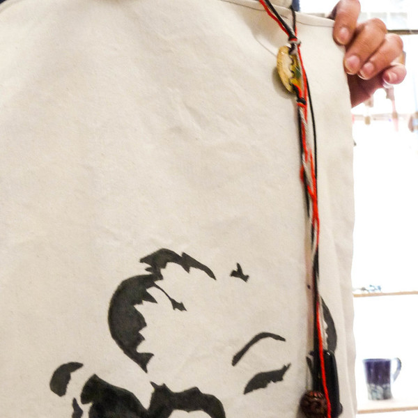 Τσάντα Μέριλυν - βαμβάκι, ζωγραφισμένα στο χέρι, ώμου - 4