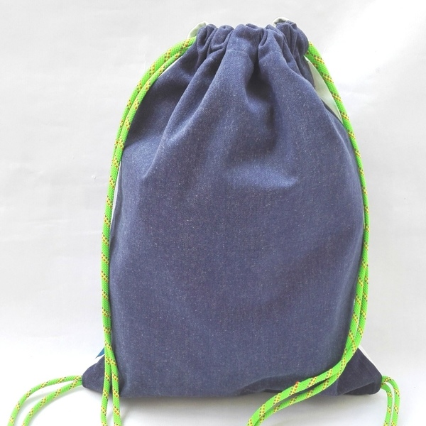 Handmade backpack - βαμβάκι, ριγέ, σακίδια πλάτης, χειροποίητα, must αξεσουάρ, βαμβακερές κορδέλες - 3