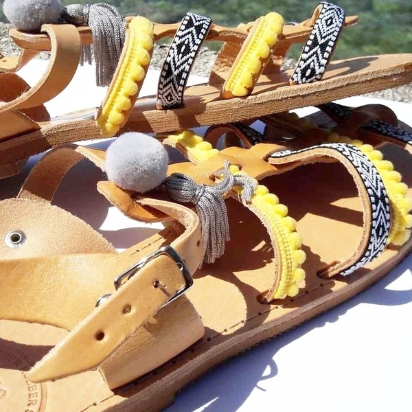 "Sunny"sandals - καλοκαιρινό, καλοκαίρι, χειροποίητα, απαραίτητα καλοκαιρινά αξεσουάρ, must αξεσουάρ, γυναίκα, boho, ethnic - 2