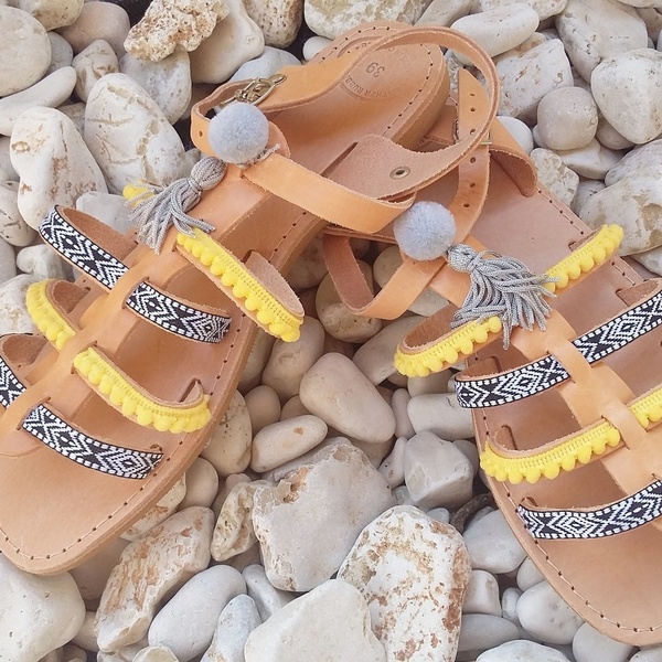 "Sunny"sandals - καλοκαιρινό, καλοκαίρι, χειροποίητα, απαραίτητα καλοκαιρινά αξεσουάρ, must αξεσουάρ, γυναίκα, boho, ethnic - 3