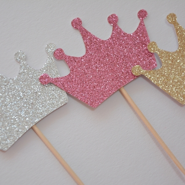 Cupcake Toppers- Crown - κορώνα, πάρτυ, πριγκίπισσα, γενέθλια, διακοσμητικά
