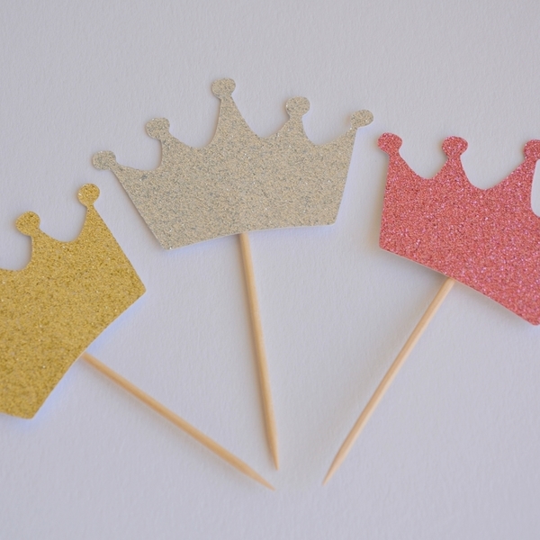 Cupcake Toppers- Crown - κορώνα, πάρτυ, πριγκίπισσα, γενέθλια, διακοσμητικά - 2