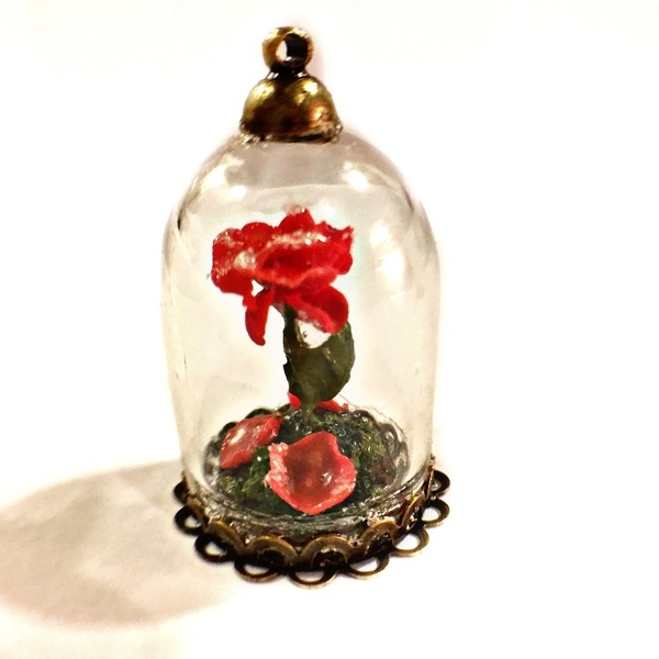 Τριαντάφυλλο σε θόλο - γυαλί, γυναικεία, κορίτσι, δώρο, τριαντάφυλλο, πηλός, μέταλλο, γυάλινες, δώρα, γενέθλια - 4
