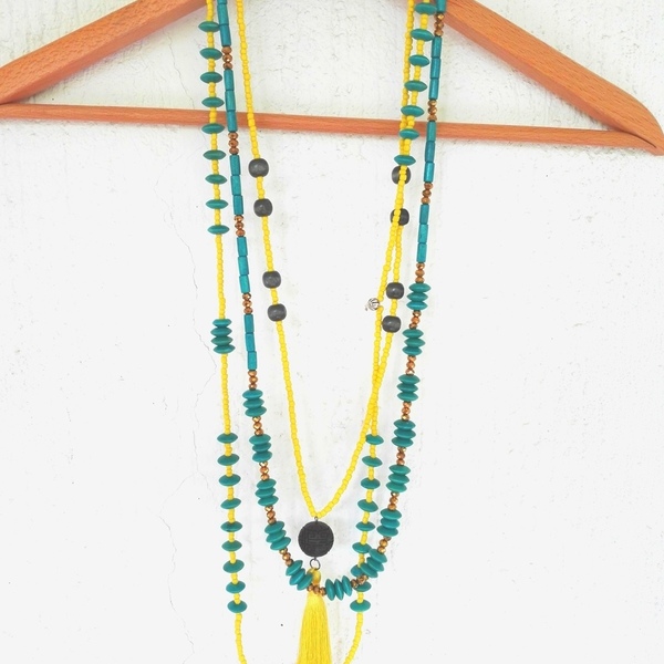 Bohemian style necklace - handmade, μακρύ, κολιέ, χειροποίητα, χάντρες, boho, ethnic - 3