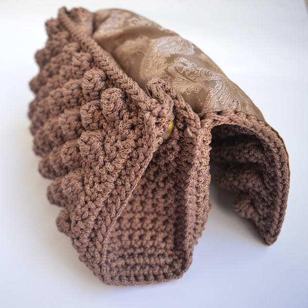 Τσάντα crochet φάκελος - ύφασμα, handmade, βραδυνά, clutch, crochet, τσάντα, χειροποίητα, πλεκτές τσάντες - 2