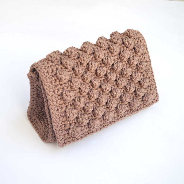 Τσάντα crochet φάκελος - ύφασμα, handmade, βραδυνά, clutch, crochet, τσάντα, χειροποίητα, πλεκτές τσάντες - 3