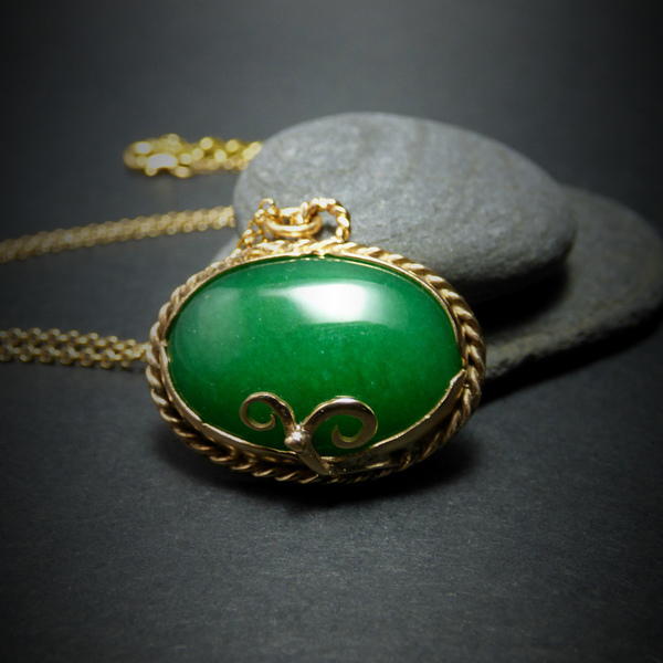 " Magic Jade Dragon " - Χειροποίητο επάργυρο μενταγιόν με πράσινο Ιαδεΐτη! - ημιπολύτιμες πέτρες, ημιπολύτιμες πέτρες, αλυσίδες, αλυσίδες, chic, βραδυνά, fashion, vintage, κλασσικό, design, ιδιαίτερο, μοναδικό, μοντέρνο, επιχρυσωμένα, επιχρυσωμένα, ορείχαλκος, sexy, ανοιξιάτικο, donkey, κολιέ, χειροποίητα, romantic, απαραίτητα καλοκαιρινά αξεσουάρ, κλασσικά, unisex, unique, boho, ethnic, κρεμαστά, αυξομειούμενα - 2