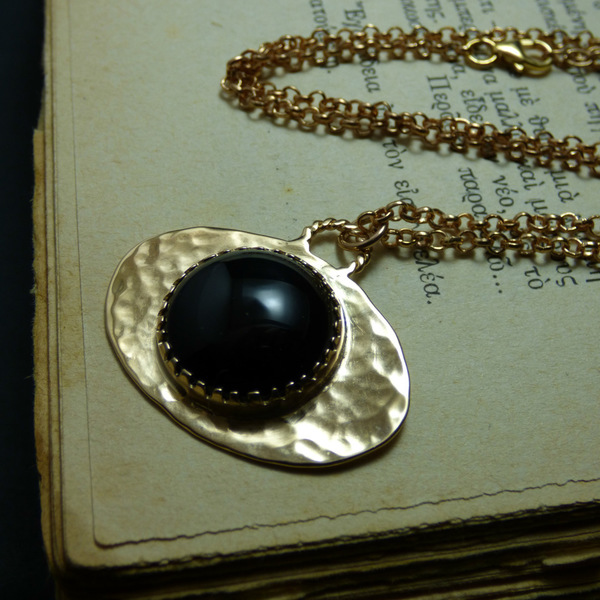 " Gold circle " - Χειροποίητο επίχρυσο μενταγιόν με Μαύρο Όνυχα! - ημιπολύτιμες πέτρες, ημιπολύτιμες πέτρες, αλυσίδες, chic, handmade, βραδυνά, fashion, vintage, κλασσικό, design, ιδιαίτερο, μοναδικό, μοντέρνο, γυναικεία, επιχρυσωμένα, επιχρυσωμένα, ορείχαλκος, sexy, ανοιξιάτικο, δώρο, όνυχας, donkey, χειροποίητα, σφυρήλατο, απαραίτητα καλοκαιρινά αξεσουάρ, must αξεσουάρ, κλασσικά, γυναίκα, unisex, unique, boho, ethnic - 4