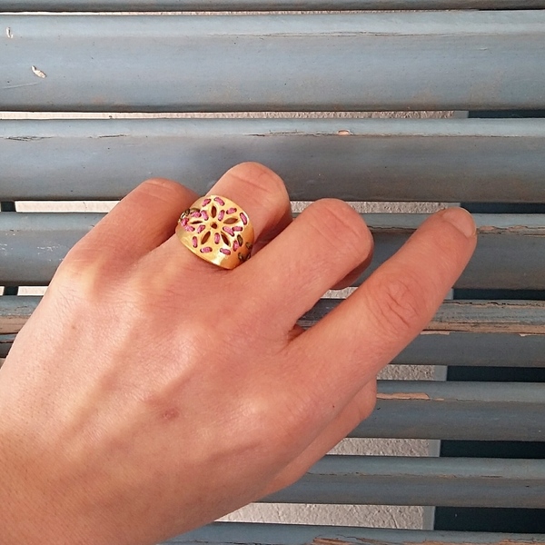 Josephine ring-Ασημένιο Κεντητό Δαχτυλίδι - κεντητά, πολύχρωμο, πλεκτό, επιχρυσωμένα, ασήμι 925, χειροποίητα, ασημένια, μεγάλα, επιροδιωμένα - 4
