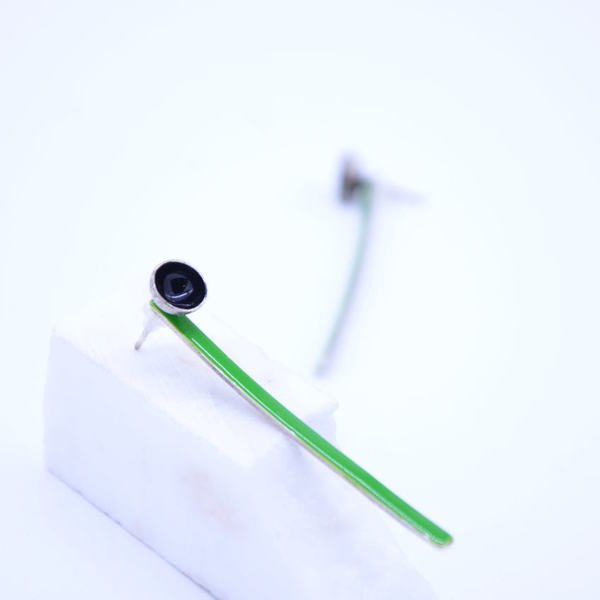 ''Green'' earrings / Χειροποίητα σκουλαρίκια - ιδιαίτερο, μοναδικό, μοντέρνο, σμάλτος, αλπακάς, κύκλος, σκουλαρίκια, γεωμετρικά σχέδια, χειροποίητα, μαύρα