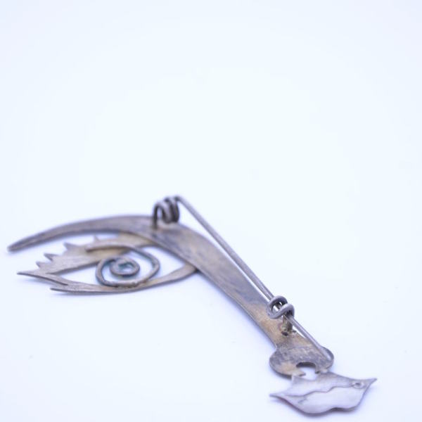 ''Picasso'' brooch / χειροποίητη καρφίτσα - ασήμι, ιδιαίτερο, μοντέρνο, σμάλτος, δώρο, χειροποίητα, μάτι - 3