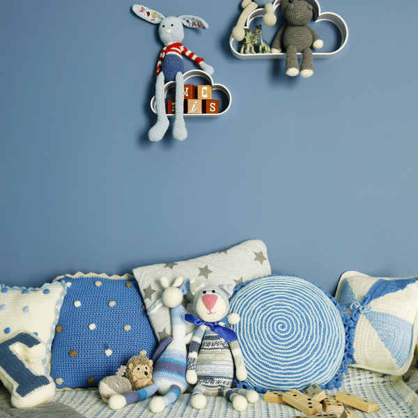 Διακοσμητικό μαξιλάρι μπλε λαβύρινθος - ριγέ, διακοσμητικό, vintage, πλεκτό, πολυεστέρας, αγόρι, δωμάτιο, boho, μαξιλάρια - 4
