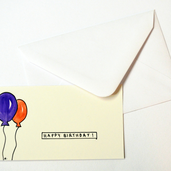 10 cartes-visites (6Χ9,5εκ.) + φακέλους, με μπαλόνια σε διάφορα χρώματα. - χαρτί, δώρο, ακρυλικό, γενέθλια