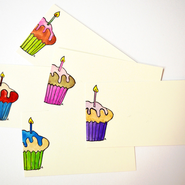10 cartes-visites cupcake. - χαρτί, δώρο, ακρυλικό, χειροποίητα, γενέθλια