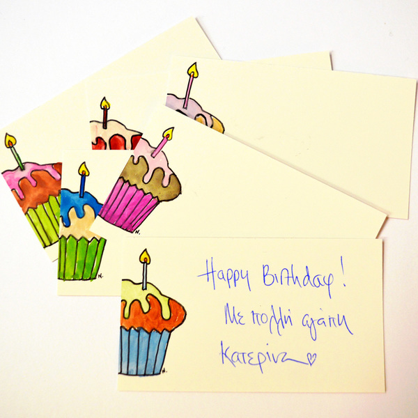 10 cartes-visites cupcake. - χαρτί, δώρο, ακρυλικό, χειροποίητα, γενέθλια - 3