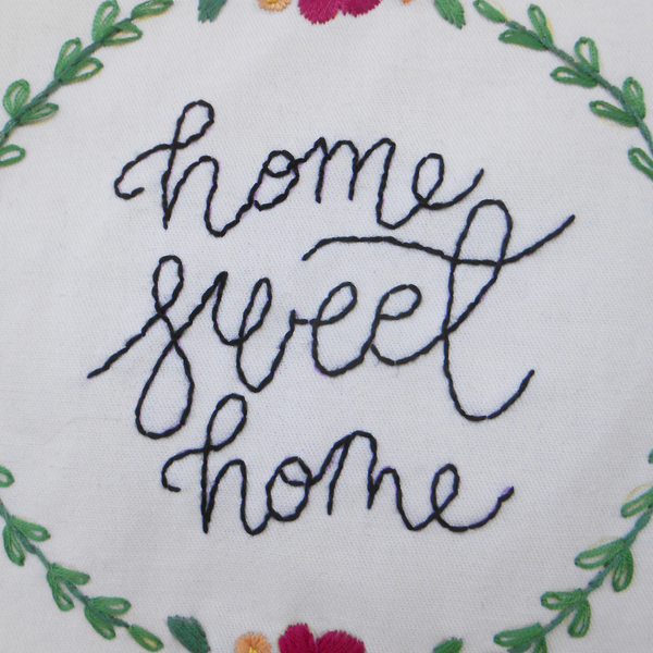 Banner home sweet home - ύφασμα, ύφασμα, κεντητά, διακοσμητικό, λουλούδια, τοίχου, κορδόνια, κρεμαστά - 2