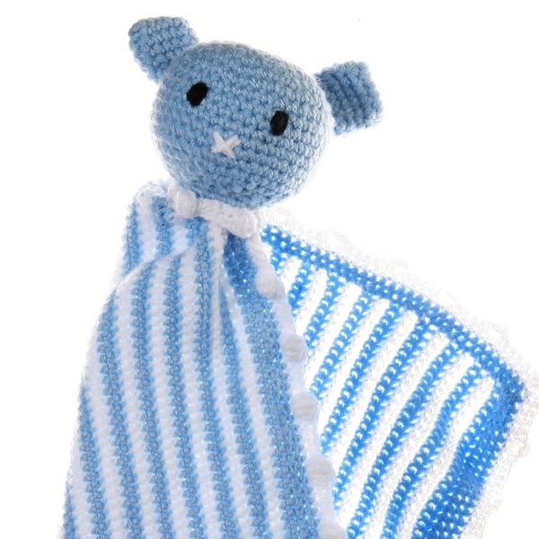 Πλεκτή κουβέρτα αγκαλίτσα με αρκουδάκι-Huggie bear in blue - πλεκτό, πολυεστέρας, αγόρι, δώρο, crochet, δώρα για βάπτιση, αρκουδάκι, βρεφικά, κουβέρτες - 2