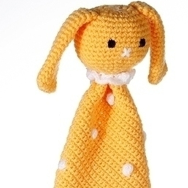 Πλεκτή κουβέρτα αγκαλίτσα με λαγουδάκι-Huggie rabbit in yellow - πλεκτό, πολυεστέρας, κορίτσι, αγόρι, δώρο, crochet, δώρα για βάπτιση, βρεφικά, κουβέρτες - 2