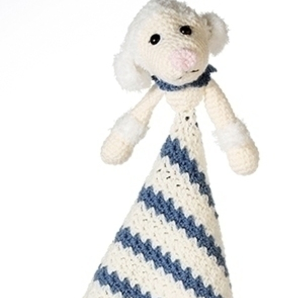 Πλεκτή κουβέρτα αγκαλίτσα με προβατάκι-Ηuggie sheep in blue - πλεκτό, πολυεστέρας, αγόρι, δώρο, crochet, δώρα για βάπτιση, βρεφικά, κουβέρτες - 3