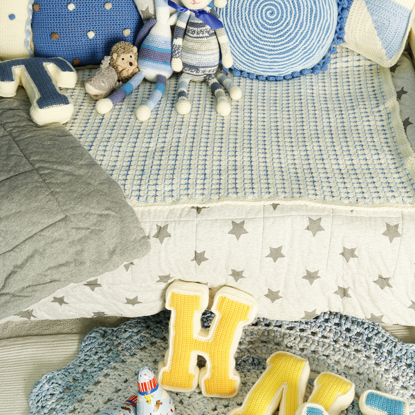 Πλεκτό βαμβακερό χαλάκι για το παιδικό δωμάτιο- Mandala Rug in Blue - βαμβάκι, πλεκτό, δώρο, λευκά είδη, σπίτι, δώρα για βάπτιση, δωμάτιο, είδη διακόσμησης, είδη δώρου, για παιδιά - 4