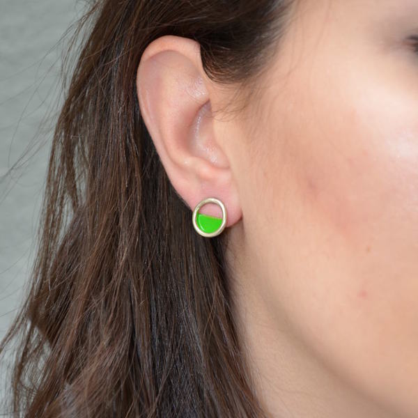 ''Little Greens'' earrings/ Γεωμετρικά σκουλαρίκια με πράσινο χρώμα - ιδιαίτερο, μοναδικό, μοντέρνο, ασήμι 925, σμάλτος, αλπακάς, γεωμετρικά σχέδια, χειροποίητα, casual - 3