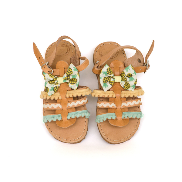 Pineapple Baby Sandals - δέρμα, φιόγκος, σανδάλια, romantic, για παιδιά