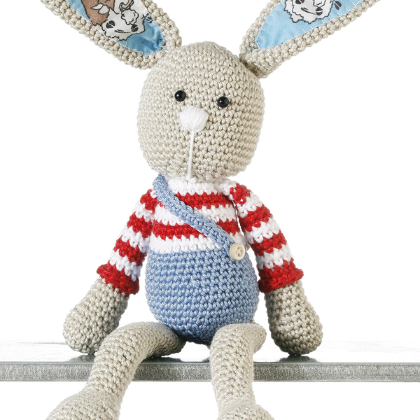Πλεκτό κουκλάκι λαγουδάκι-Henry the rabbit - βαμβάκι, διακοσμητικό, πλεκτό, παιχνίδι, ζωάκι, πολυεστέρας, αγόρι, δώρο, crochet, κουμπί, λούτρινα, παιχνίδια, αρκουδάκι, βρεφικά, για παιδιά