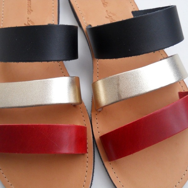 Saoco Sandals - δέρμα, σανδάλια, minimal, φλατ, slides - 3