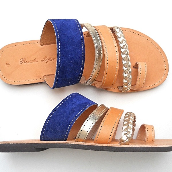 Sea Breeze Sandals - δέρμα, γυναικεία, σανδάλια, χειροποίητα, minimal, φλατ - 2
