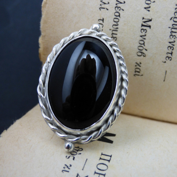 " Magic Black Onyx " - Χειροποίητο επάργυρο δαχτυλίδι με Μαύρο Όνυχα! - ημιπολύτιμες πέτρες, ημιπολύτιμες πέτρες, chic, handmade, βραδυνά, fashion, vintage, κλασσικό, design, ιδιαίτερο, μοναδικό, μοντέρνο, γυναικεία, καλοκαίρι, sexy, ανοιξιάτικο, σύρμα, επάργυρα, επάργυρα, όνυχας, donkey, δαχτυλίδι, δαχτυλίδια, χειροποίητα, δώρα, romantic, απαραίτητα καλοκαιρινά αξεσουάρ, must αξεσουάρ, κλασσικά, γυναίκα, unisex, unique, boho, ethnic, αυξομειούμενα - 4