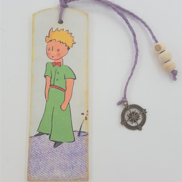 Σελιδοδείχτης "Μικρός Πρίγκιπας" - ξύλο, μοναδικό, ντεκουπάζ, δώρο, αγάπη, μικρός πρίγκιπας, χειροποίητα, σελιδοδείκτες, χάντρες