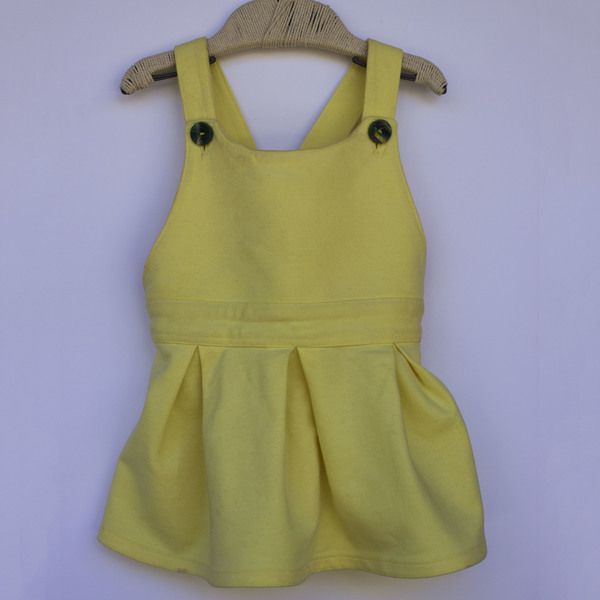Σαλοπέτα V κίτρινη με φιόγγο - βαμβάκι, κορίτσι, παιδικά ρούχα, 1-2 ετών