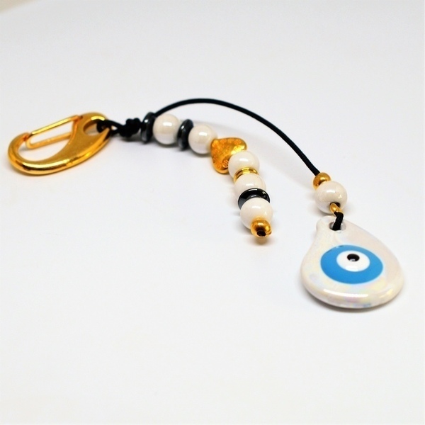 Μπρελόκ charm gold Ceramic Eye blue / White MP930 - 2
