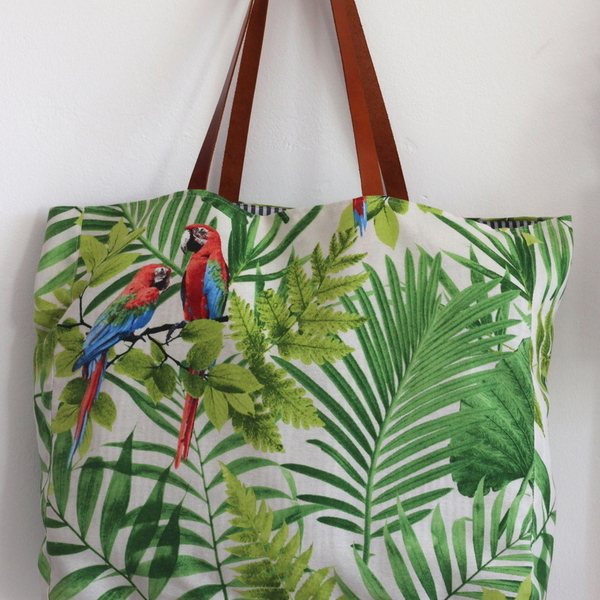 Τσάντα jungle beach - δέρμα, βαμβάκι, τσάντα