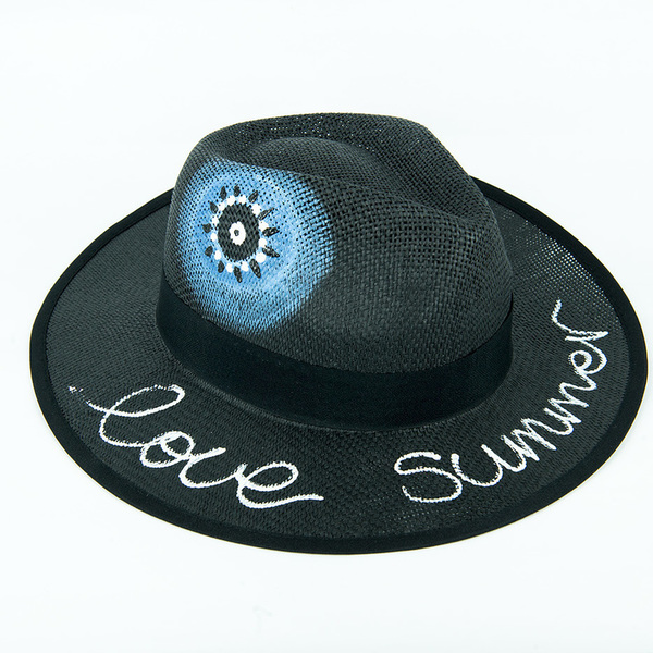 Καπέλο panama love summer - ζωγραφισμένα στο χέρι, summer, ψάθινα