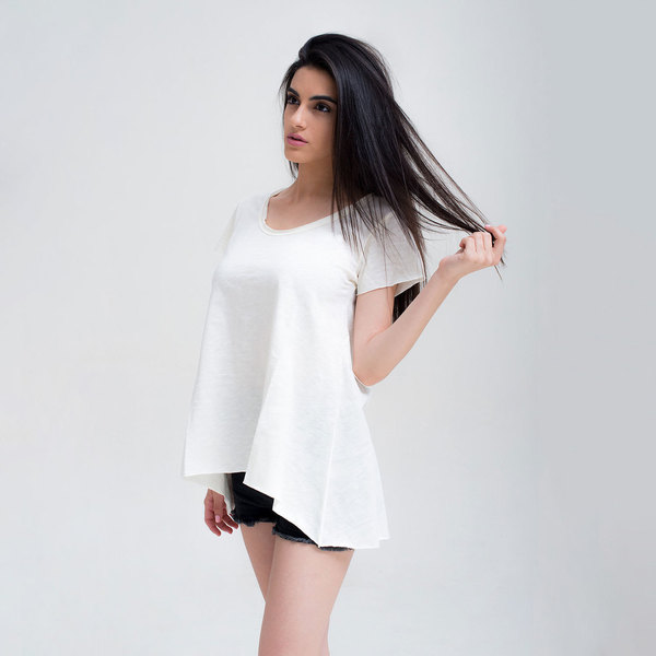 Μπλούζα με V λευκή - βαμβάκι, γυναικεία, t-shirt, casual