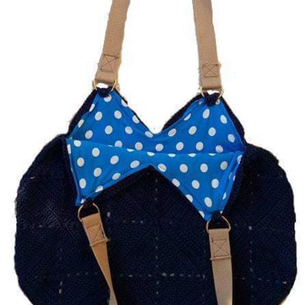 Granny square bag - βαμβάκι, vintage, καλοκαίρι, ώμου, crochet, τσάντα, γεωμετρικά σχέδια, παραλία, πλεκτές τσάντες - 2