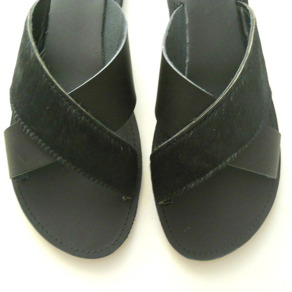 Paloma Sandals - δέρμα, χιαστί, σανδάλια, χειροποίητα, minimal, φλατ - 3