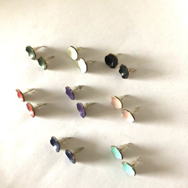 Σκουλαρίκια χειροποίητα ορειχάλκινα με σμάλτο - μοναδικό, μοντέρνο, ορείχαλκος, σκουλαρίκια, χειροποίητα, καρφωτά - 2