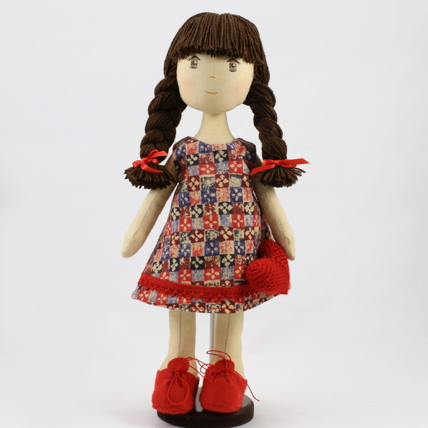 Υφασμάτινη χειροποίητη κούκλα ΝΕΦΕΛΗ - μαλλί, ύφασμα, κορδέλα, βαμβάκι, δαντέλα, μοναδικό, κορίτσι, δώρο, χειροποίητα, κούκλες