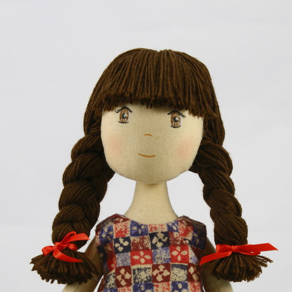 Υφασμάτινη χειροποίητη κούκλα ΝΕΦΕΛΗ - μαλλί, ύφασμα, κορδέλα, βαμβάκι, δαντέλα, μοναδικό, κορίτσι, δώρο, χειροποίητα, κούκλες - 2