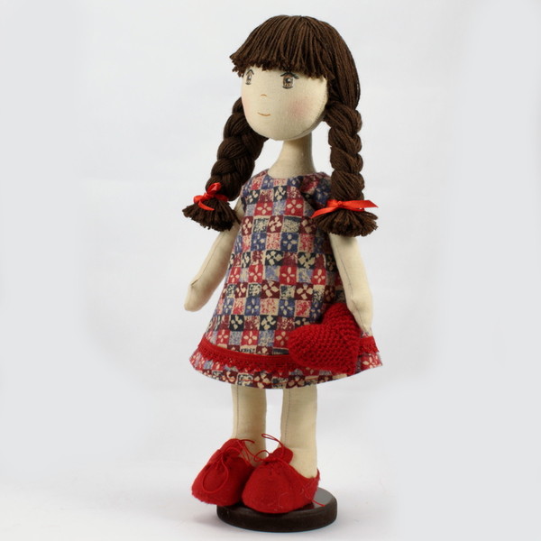 Υφασμάτινη χειροποίητη κούκλα ΝΕΦΕΛΗ - μαλλί, ύφασμα, κορδέλα, βαμβάκι, δαντέλα, μοναδικό, κορίτσι, δώρο, χειροποίητα, κούκλες - 3
