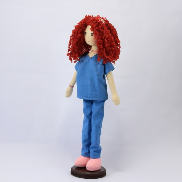 Υφασμάτινη χειροποίητη κούκλα ΝΟΣΟΚΟΜΑ - μαλλί, βαμβάκι, μοναδικό, κορίτσι, δώρο, διακόσμηση, χειροποίητα, κούκλες - 4