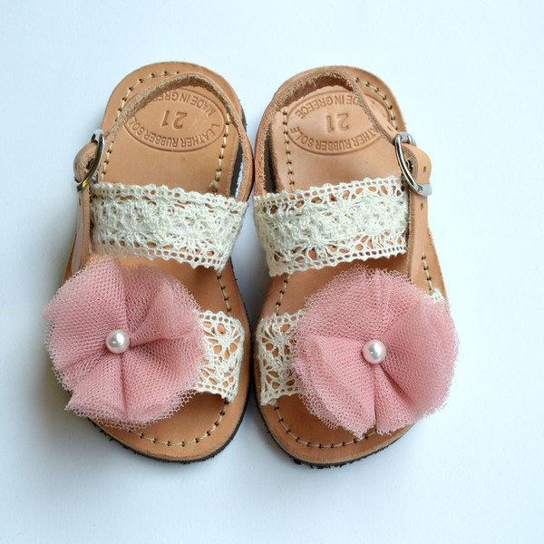 Vintage Baby Sandals Romantic - vintage, cute, βαμβακερές κορδέλες, βρεφικά