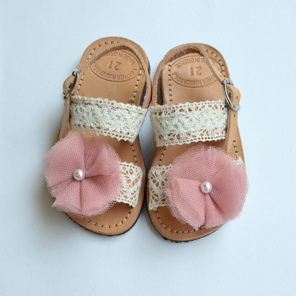Vintage Baby Sandals Romantic - vintage, cute, βαμβακερές κορδέλες, βρεφικά - 2