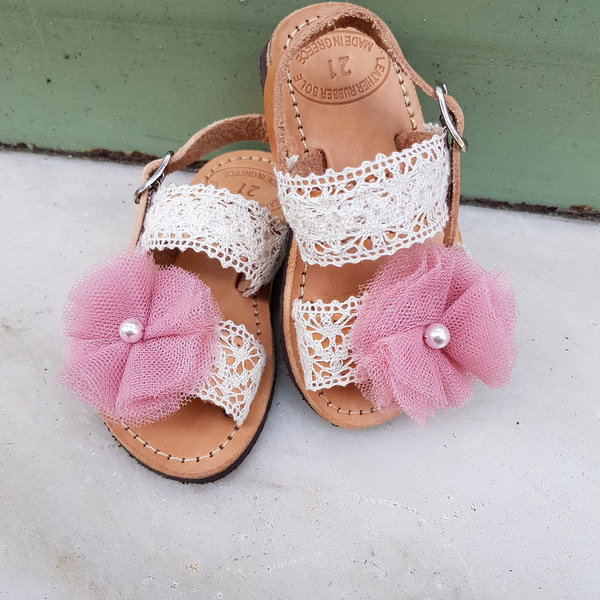 Vintage Baby Sandals Romantic - vintage, cute, βαμβακερές κορδέλες, βρεφικά - 3