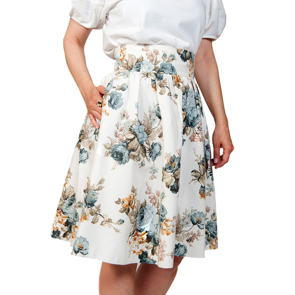 Vintage floral skirt - βαμβάκι, vintage, λουλούδια, midi, φλοράλ, romantic - 2