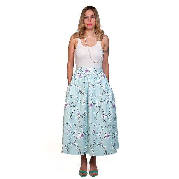 Almond tree skirt - βαμβάκι, καλοκαίρι, λουλούδια, γάμος, φλοράλ, βάπτιση - 2